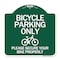 Signmission Bicycle Parking Please Secure Your Bike Properly, Green & White Alum Sign, 18" x 18", GW-1818-24319 A-DES-GW-1818-24319 - alternate 1